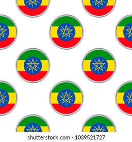 Seamless pattern from the circles with flag of Ethiopia. Vector illustration