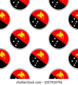 Seamless pattern from the circles with flag of Independent State of Papua New Guinea. Vector illustration