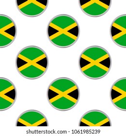 Seamless pattern from the circles with flag of Jamaica. Vector illustration