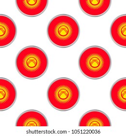 Seamless pattern from the circles with flag of Kyrgyzstan. Vector illustration