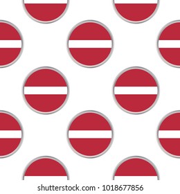 Seamless pattern from the circles with flag of Latvia. Vector illustration