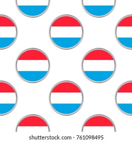 Seamless pattern from the circles with flag of Luxembourg. Vector illustration