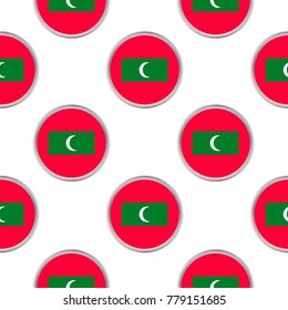 Seamless pattern from the circles with flag of Maldives. Vector illustration