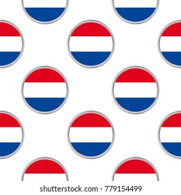 Seamless pattern from the circles with flag of Netherland. Vector illustration