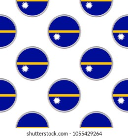 Seamless pattern from the circles with flag of Republic of Nauru. Vector illustration
