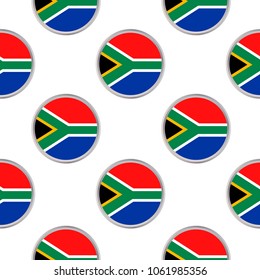 Seamless pattern from the circles with flag of Republic of South Africa. Vector illustration