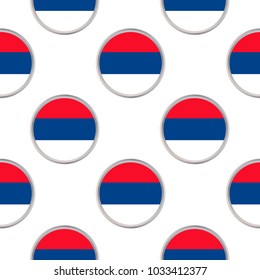 Seamless pattern from the circles with flag of Serbia. Vector illustration