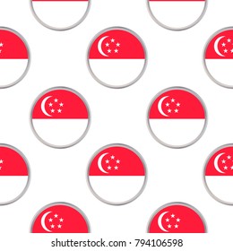 Seamless pattern from circles with flag of Singapore. Vector illustration