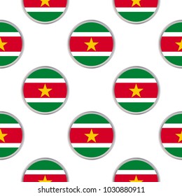 Seamless pattern from the circles with flag of Suriname. Vector illustration