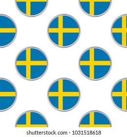 Seamless pattern from the circles with flag of  Sweden. Vector illustration