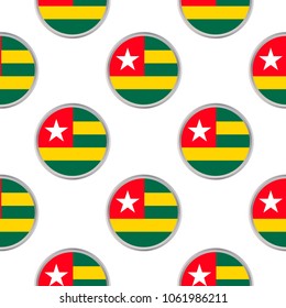 Seamless pattern from the circles with flag of Togolese Republic. Vector illustration