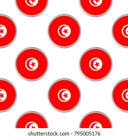 Seamless pattern from circles with flag of Tunisia. Vector illustration