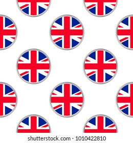 Seamless pattern from circles with flag of the United Kingdom. Vector illustration