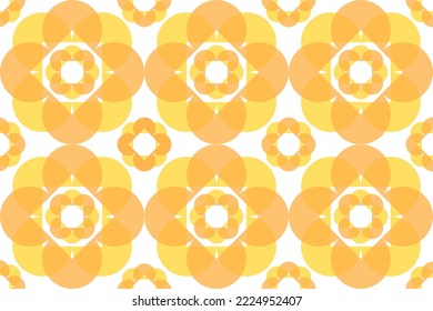 Seamless pattern with circles and floral. Vector Illustration of geometric art.