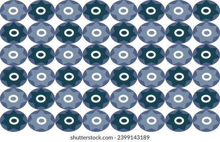 patrón transparente con círculos floridos de azul y verde gris, diseño de patrón de repetición sin fisuras para impresión de tela, pintura de pantalla de camiseta