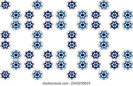 seamless pattern with circles flower of blue and gray, seamless repeat pattern design for fabric print, t-shirt screen paint, star mandala dot