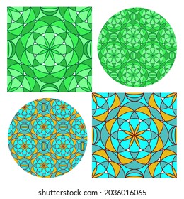 seamless pattern of circles flowers on the background