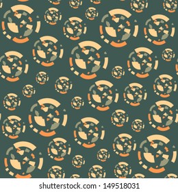 Seamless pattern with circles of the fragments on a dark background