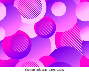 Seamless pattern with circles. Futurism retro background in style 1980s. Retrowave. Vector illustration