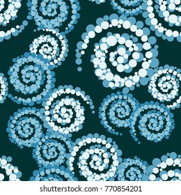 Seamless pattern. Of the circles gathered in a spiral. Five-color texture.