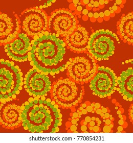 Seamless pattern. Of the circles gathered in a spiral. Five-color texture.