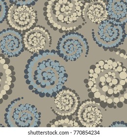 Seamless pattern. Of the circles gathered in a spiral. Five-color texture.