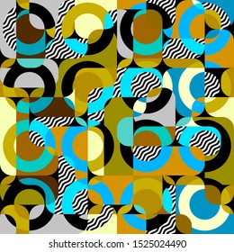 Seamless pattern. Circles pattern in geometric collage style. Vector image.