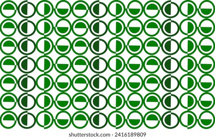 seamless pattern with circles, green spiral dot line repeat pattern, replete image, on white background design for fabric printing, round dot patter, half circle column vertical line

