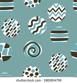 Seamless pattern with circles. Hand drawn print with round shapes for scrapbooking, textiles, paper wrapping