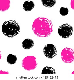Seamless pattern with circles. Ink illustration.