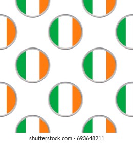 Seamless pattern from the circles with Ireland flag. Vector illustration