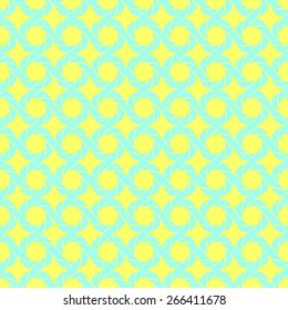 Seamless pattern of circles lens element and bright light yellow and light blue colors with the effect of an optical illusion