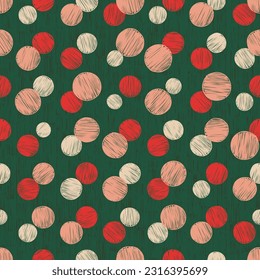 Seamless pattern with circles. Linear freehand scratched backdrop