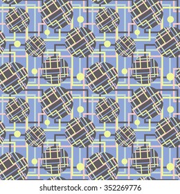 Seamless pattern of circles on the background with crossing lines. Geometric pattern in the circles-vector illustration.