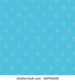 Seamless pattern with circles on blue background. Sketched style
