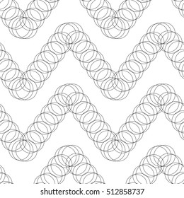 Seamless pattern of circles on a white background. The zigzags of geometric shapes.