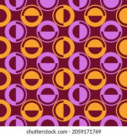 Seamless pattern. Circles ornament. Geometric background. Ethnic wallpaper. Polka dots motif. Geometrical backdrop. Contemporary digital paper. Folk design. Tribal textile print. Vector image.