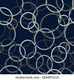 Seamless pattern with circles and ovals on a blue background. Design for wallpaper, decor, textiles, factories, kitchens, kids rooms, websites, bedding, t-shirt and clothing printing, paper. Vector