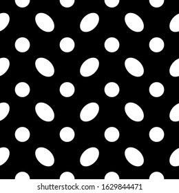 Seamless pattern. Circles, ovals ornament. Polka dot wallpaper. Dots, figures motif. Rounds background. Geometric backdrop. Spots image. Digital paper, textile print, abstract. Dotted illustration.
