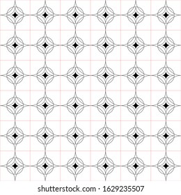 seamless pattern of circles and red lines inspired from wood carving of traditional decoration in taiwan