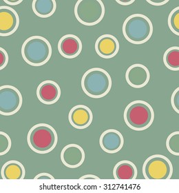 Seamless pattern of circles of repetitive elements. Vector illustration.