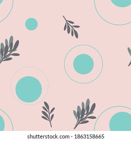 Seamless pattern with circles in retro colors. Beige background with geometry circles. Vector illustration