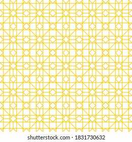 Seamless pattern of circles and rhombuses. Geometric orange background.