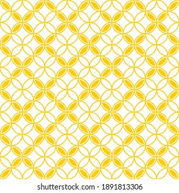 Seamless pattern of circles and rhombuses. Geometric orange background. Unusual lattice.