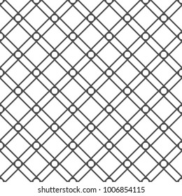 Seamless pattern of circles and rhombuses. Unusual lattice. Geometric background. Vector illustration. Good quality. Good design.