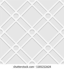 Seamless pattern of circles and rhombuses. Unusual lattice. Geometric background. Vector illustration. Good quality. Good design.