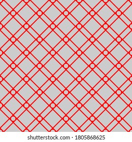 Seamless pattern of circles and rhombuses. Unusual lattice. Geometric background.