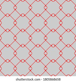 Seamless pattern of circles and rhombuses. Unusual lattice. Geometric background.