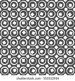 Seamless pattern of circles and squares. Abstract background. Vector illustration. Good quality. Good design.