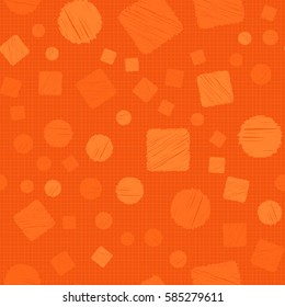 Seamless pattern of circles and squares. Net and cellular background. Pencil shading. Children's drawing. Flat.